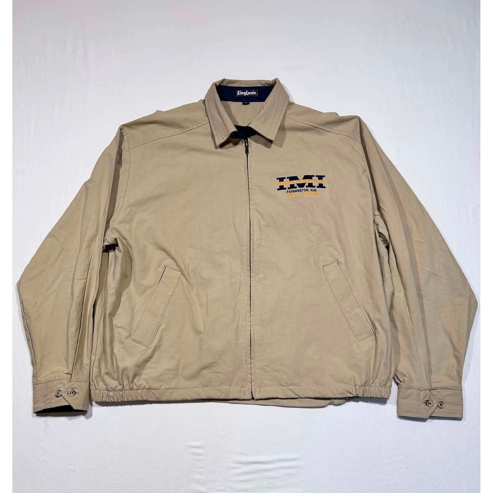 King Louie Vintage Tan Workwear Jacket XL Made in USA IMI Farmington NM Zip Up